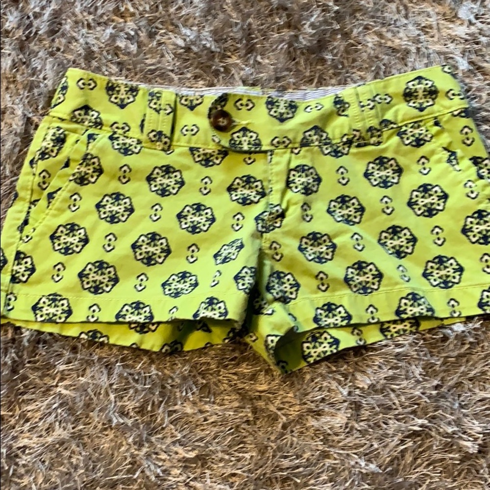 Green and navy blue printed shorts